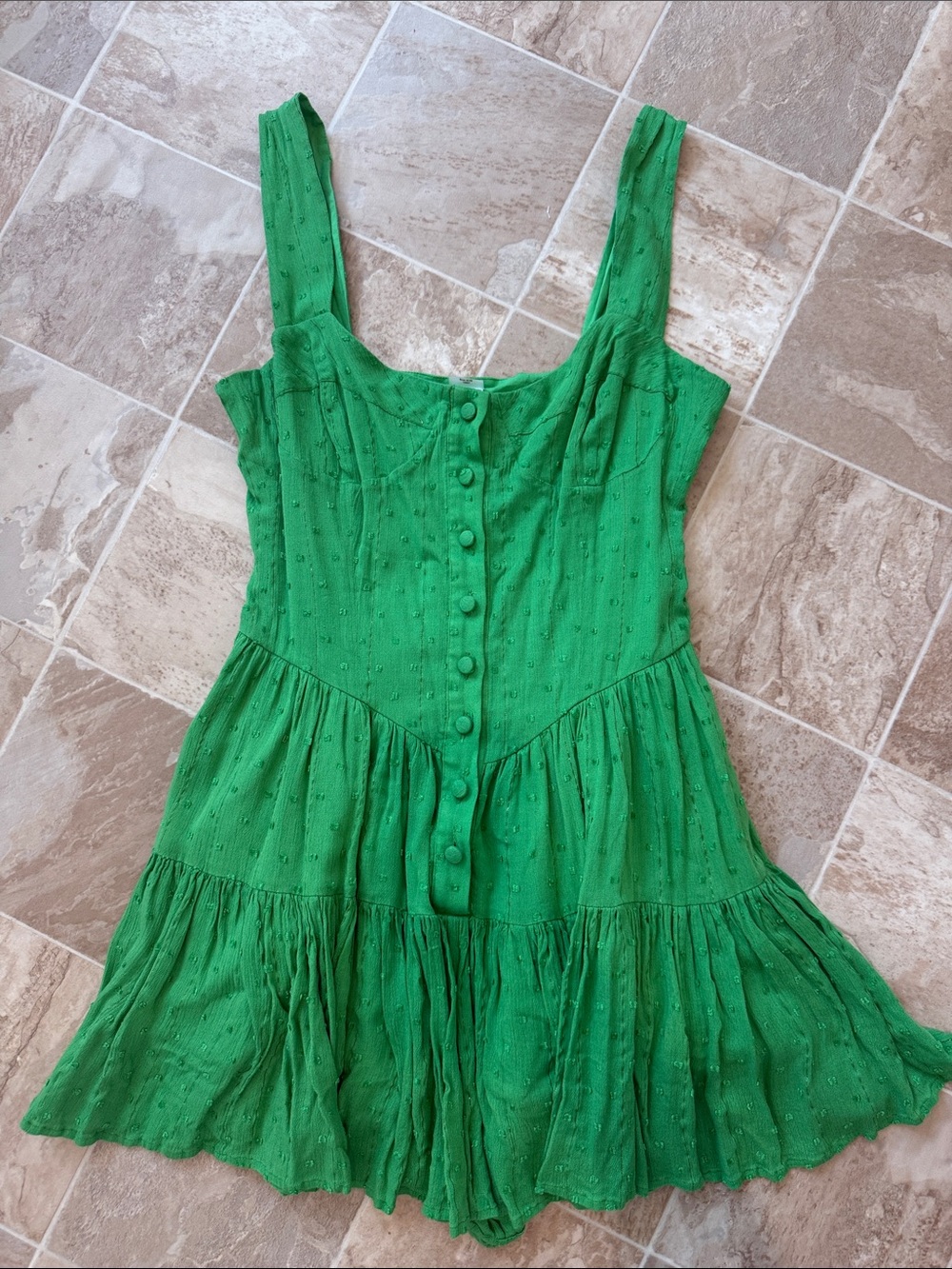 PQ SWIM Green Tiered Button Front Sundress